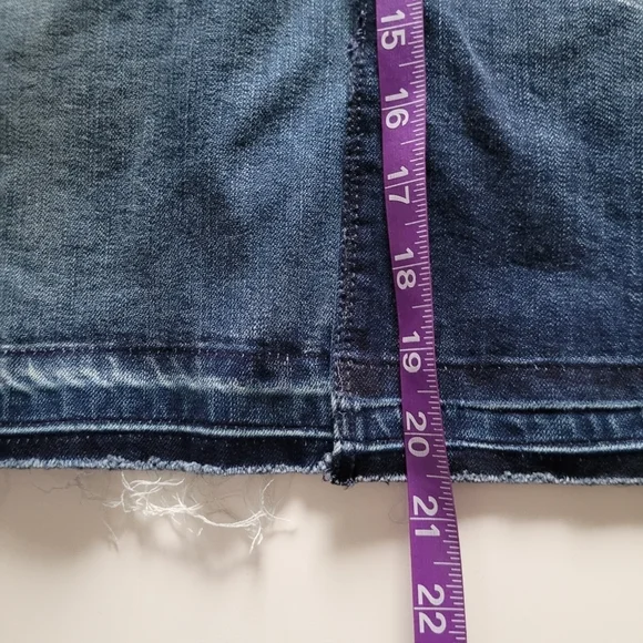 Vintage x America two-tone blue jean distressed front split skirt - Picture 5 of 8